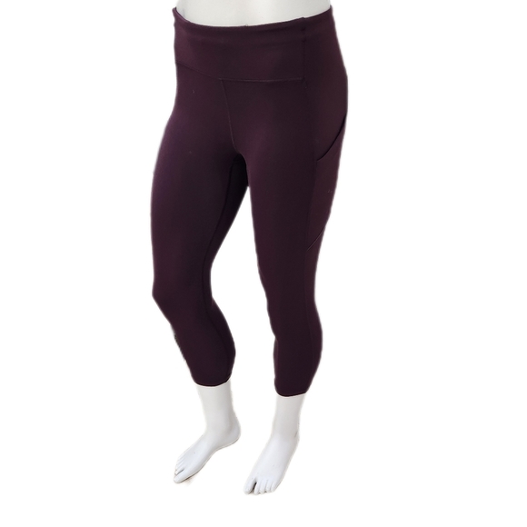 Lululemon Crop Leggings, Burgundy Wine, Women's 4 - Picture 3 of 8